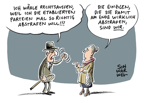 Cartoon: Europawahl Antihaltung (medium) by Schwarwel tagged wahl,wahlen,europawahl,rechts,rechte,parteien,populismus,rechtsextrem,rechtsextremismus,studie,antihaltung,partei,nazi,nazis,rassismus,rassistisch,denkzettel,politik,politiker,wähler,bürger,mitte,vertelsmann,stiftung,europaskeptiker,wahlbeteiligung,europakritisch,rechtspopulismus,rechtspopulistisch,cartoon,karikatur,schwarwel,wahl,wahlen,europawahl,rechts,rechte,parteien,populismus,rechtsextrem,rechtsextremismus,studie,antihaltung,partei,nazi,nazis,rassismus,rassistisch,denkzettel,politik,politiker,wähler,bürger,mitte,vertelsmann,stiftung,europaskeptiker,wahlbeteiligung,europakritisch,rechtspopulismus,rechtspopulistisch,cartoon,karikatur,schwarwel