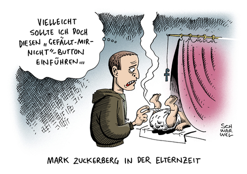 Cartoon: Facebook Zuckerberg Vaterschaft (medium) by Schwarwel tagged facebook,gründer,mark,zuckerberg,vaterschaft,vaterschaftsurlaub,urlaub,vater,eltern,kind,familie,kinderwagen,sociel,netzwerk,social,media,karikatur,schwarwel,facebook,gründer,mark,zuckerberg,vaterschaft,vaterschaftsurlaub,urlaub,vater,eltern,kind,familie,kinderwagen,sociel,netzwerk,social,media,karikatur,schwarwel