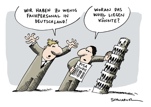 Cartoon: Fachkräfte Mangelware in D (medium) by Schwarwel tagged fachkraft,fachkräfte,fachkräftemangel,angela,merkel,brüderle,ausland,begrüßungsgeld,fdp,wirtschaftsminister,experte,deutschland,mangelware,karikatur,schwarwel