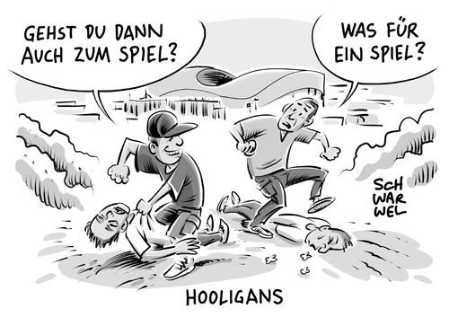 Cartoon: Fan Gewalt bei der EM (medium) by Schwarwel tagged em,europameisterschaft,fußball,fan,gewalt,terror,straßenkampf,hooligans,fans,hooligan,krawalle,ausschreitungen,spiel,tor,mannschaft,spiele,marseille,nizza,frankreich,karikatur,schwarwel,em,europameisterschaft,fußball,fan,gewalt,terror,straßenkampf,hooligans,fans,hooligan,krawalle,ausschreitungen,spiel,tor,mannschaft,spiele,marseille,nizza,frankreich,karikatur,schwarwel