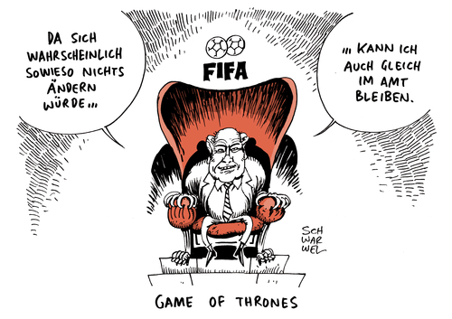 Cartoon: FIFA Blatter Rücktritt (medium) by Schwarwel tagged fifa,fußball,weltfußballverband,neuer,präsident,wahl,karikatur,schwarwel,sepp,blatter,fifa,fußball,weltfußballverband,neuer,präsident,wahl,karikatur,schwarwel,sepp,blatter