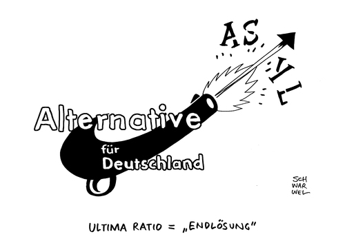 Cartoon: Flüchtlinge AfD Schusswaffe (medium) by Schwarwel tagged flüchtlinge,afd,schusswaffe,flüchtlingskrise,asyl,flüchtlingspolitik,partei,rechts,nazi,nrw,landesvorsitzender,politiker,alternative,für,deutschland,karikatur,schwarwel,flüchtlinge,afd,schusswaffe,flüchtlingskrise,asyl,flüchtlingspolitik,partei,rechts,nazi,nrw,landesvorsitzender,politiker,alternative,für,deutschland,karikatur,schwarwel