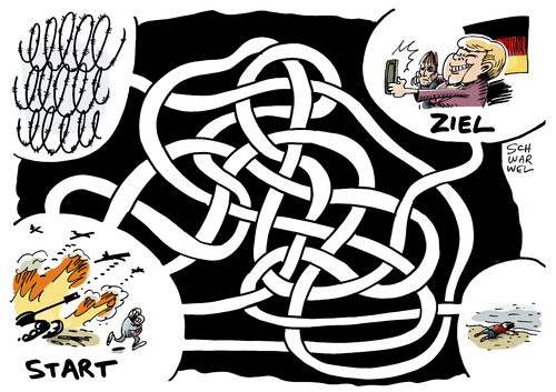 Cartoon: Flüchtlinge Gefährliche Wege (medium) by Schwarwel tagged flüchtlinge,gefährliche,wege,für,zufluchtsuchende,zuflucht,asyl,asylsuchende,flpüchtlingspolitik,merkel,karikatur,schwarwel,flüchtlinge,gefährliche,wege,für,zufluchtsuchende,zuflucht,asyl,asylsuchende,flpüchtlingspolitik,merkel,karikatur,schwarwel