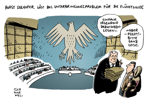 Cartoon: Flüchtlingsunterkunft Bayern (medium) by Schwarwel tagged flüchtlingsunterkunft,bayern,flüchtlinge,münchen,schließung,überfüllt,kaserne,obm,reiter,ministerpräsident,seehofer,karikatur,schwarwel,flüchtlingsunterkunft,bayern,flüchtlinge,münchen,schließung,überfüllt,kaserne,obm,reiter,ministerpräsident,seehofer,karikatur,schwarwel