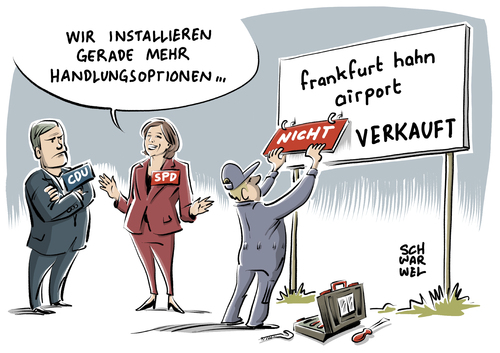 Cartoon: Frankfurt Hahn wie Nürburgring (medium) by Schwarwel tagged frankfurt,hahn,nürburgring,verkauf,flughafen,airport,cdu,spd,china,chinesischer,käufer,militär,militärflughafen,investor,karikatur,schwarwel,frankfurt,hahn,nürburgring,verkauf,flughafen,airport,cdu,spd,china,chinesischer,käufer,militär,militärflughafen,investor,karikatur,schwarwel