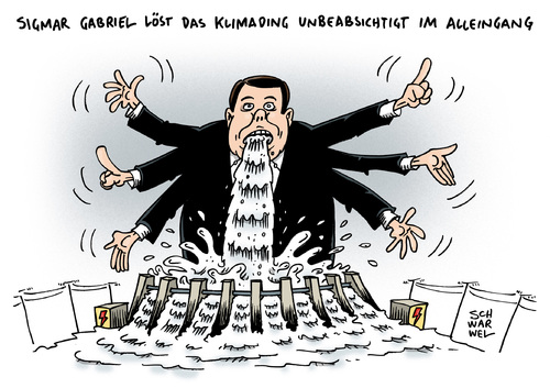 Cartoon: Gabriel Klimapolitik Kohleschutz (medium) by Schwarwel tagged ärger,streit,konflikt,sigmar,gabriel,klima,klimapolitik,regierung,kohle,kohleschutz,ziele,karikatur,schwarwel,alleingang,ärger,streit,konflikt,sigmar,gabriel,klima,klimapolitik,regierung,kohle,kohleschutz,ziele,karikatur,schwarwel,alleingang