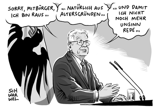 Cartoon: Gauck keine zweite Amtszeit (medium) by Schwarwel tagged bundespräsident,gauck,keine,zweite,amtszeit,karikatur,schwarwel,bundespräsident,gauck,keine,zweite,amtszeit,karikatur,schwarwel