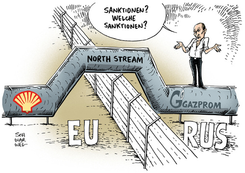 Cartoon: Gazprom und Shell Allianz (medium) by Schwarwel tagged gazprom,shell,ölkonzerne,öl,konzern,sanktion,strategie,allianz,vereinigung,karikatur,schwarwel,eon,eu,europäische,union,russland,putin,gazprom,shell,ölkonzerne,öl,konzern,sanktion,strategie,allianz,vereinigung,karikatur,schwarwel,eon,eu,europäische,union,russland,putin