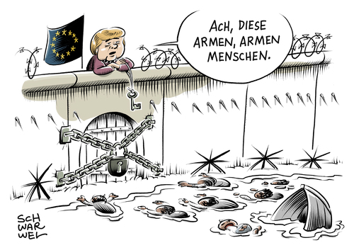 Cartoon: Geflüchtete ertrunken (medium) by Schwarwel tagged flucht,europa,geflüchtete,flüchtlinge,mittelmeer,ertrunken,tot,tod,karikatur,schwarwel,flüchtlingspolitik,grenzen,grenze,merkel,angela,angie,europäische,union,flucht,europa,geflüchtete,flüchtlinge,mittelmeer,ertrunken,tot,tod,karikatur,schwarwel,flüchtlingspolitik,grenzen,grenze,merkel,angela,angie,europäische,union