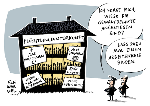 Cartoon: Geflüchtete und Kriminalität (medium) by Schwarwel tagged flüchtlinge,geflüchtete,flüchtlingskrise,flüchtlingspolitik,asyl,asylsuchende,asylpolitik,migration,integration,flüchtlingsheime,flüchtlingsunterkunft,flüchtlingsunterkünfte,gewalt,terror,krieg,flucht,deutschland,kriminalität,straftaten,straftat,kriminell,religion,religionen,islam,moslem,kirche,christen,christlich,moslems,ethnien,trauma,traumata,gewaltdelikte,karikatur,schwarwel,flüchtlinge,geflüchtete,flüchtlingskrise,flüchtlingspolitik,asyl,asylsuchende,asylpolitik,migration,integration,flüchtlingsheime,flüchtlingsunterkunft,flüchtlingsunterkünfte,gewalt,terror,krieg,flucht,deutschland,kriminalität,straftaten,straftat,kriminell,religion,religionen,islam,moslem,kirche,christen,christlich,moslems,ethnien,trauma,traumata,gewaltdelikte,karikatur,schwarwel