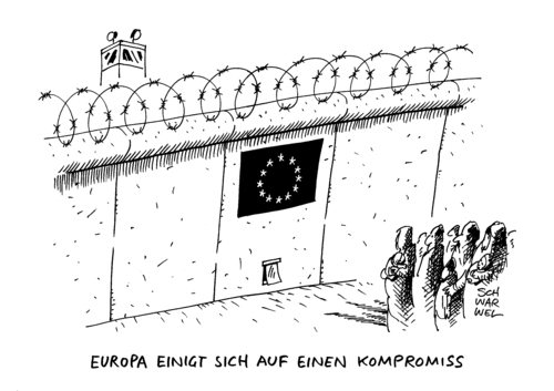 Cartoon: Gemeinsame europäische Lösung (medium) by Schwarwel tagged flüchtlingspolitik,merkel,gemeinsame,europäische,lösung,flüchtlinge,geflüchtete,europa,union,grenze,obergrenze,asyl,staaten,stacheldraht,asylpolitik,konsenskanzlerin,gipfel,karikatur,schwarwel,nazi,rechts,hetze,flüchtlingspolitik,merkel,gemeinsame,europäische,lösung,flüchtlinge,geflüchtete,europa,union,grenze,obergrenze,asyl,staaten,stacheldraht,asylpolitik,konsenskanzlerin,gipfel,karikatur,schwarwel,nazi,rechts,hetze