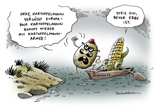 Cartoon: Gen Saat Monsanto (medium) by Schwarwel tagged gen,ssat,hersteller,monsanto,europa,rückzug,karikatur,schwarwel,us,saatguthersteller,gentechnik,industrie,landwirtschaft,mais,kartoffel,nahrung,lebensmittel,gen,ssat,hersteller,monsanto,europa,rückzug,karikatur,schwarwel,us,saatguthersteller,gentechnik,industrie,landwirtschaft,mais,kartoffel,nahrung,lebensmittel