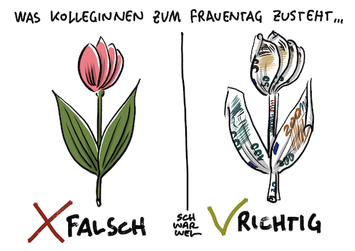 Cartoon: Gender Pay Gap Frauentag (medium) by Schwarwel tagged gender,pay,gap,gleichberechtigung,gleichstellung,patriarchat,feminismus,feministin,frauentag,lohngleichheit,blumen,ungleichheit,diskriminierung,lohnungleichheit,benachteiligung,gendern,gendersternchen,frau,frauen,cartoon,karikatur,schwarwel,gender,pay,gap,gleichberechtigung,gleichstellung,patriarchat,feminismus,feministin,frauentag,lohngleichheit,blumen,ungleichheit,diskriminierung,lohnungleichheit,benachteiligung,gendern,gendersternchen,frau,frauen,cartoon,karikatur,schwarwel