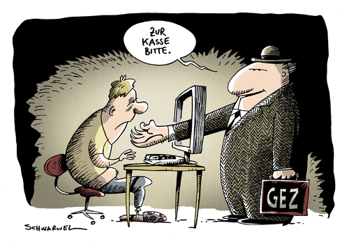 Cartoon: GEZ-Pflicht für Computer (medium) by Schwarwel tagged gez,pflicht,computer,pc,gebühren,ordnung,karikatur,schwarwel,richter,gericht,urteil,internet,rundfunkgebühr,sendung,live,livestream,finanzen,pflicht,computer,gez,pc,gebühren,ordnung,gericht,urteil,internet,rundfunkgebühr,sendung,richter,finanzen,livestream,live,justiz,online,service,fernsehen,geübhren,bezahlen,spesen