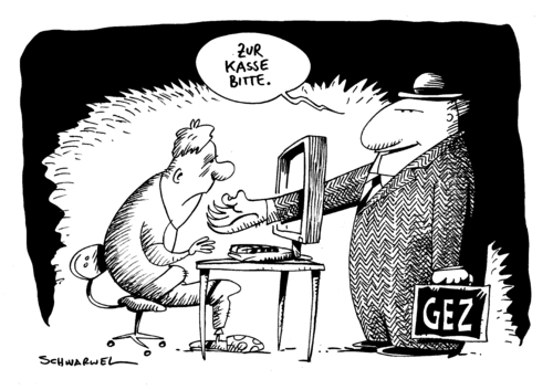 Cartoon: GEZ-Pflicht für Computer (medium) by Schwarwel tagged gez,pflicht,computer,pc,gebühren,ordnung,karikatur,schwarwel,richter,gericht,urteil,internet,rundfunkgebühr,sendung,live,livestream,finanzen,pflicht,computer,gez,pc,gebühren,ordnung,gericht,urteil,internet,rundfunkgebühr,sendung,richter,finanzen,livestream,live,justiz,online,service,fernsehen,geübhren,bezahlen,spesen