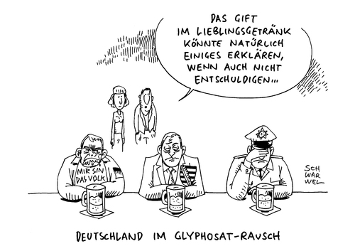 Cartoon: Glyphosat im Bier (medium) by Schwarwel tagged glyphosat,unkrautvernichtungsmittel,bier,sorten,getränk,alkohol,karikatur,schwarwel,polizei,clausnitz,sachsen,braun,mob,besorgte,bürger,nazi,nazis,flüchtlinge,geflüchtete,pestizid,flüchtlingsheim,brand,brauer,krebs,krebserregend,flüchtlingspolitik,bautzen,döbeln,wutbürger,mir,sin,das,volk,wir,sind,innenminister,tillich,innenministerium,hass,terror,gewalt,gesundheit,krank,kranheit,glyphosat,unkrautvernichtungsmittel,bier,sorten,getränk,alkohol,karikatur,schwarwel,polizei,clausnitz,sachsen,braun,mob,besorgte,bürger,nazi,nazis,flüchtlinge,geflüchtete,pestizid,flüchtlingsheim,brand,brauer,krebs,krebserregend,flüchtlingspolitik,bautzen,döbeln,wutbürger,mir,sin,das,volk,wir,sind,innenminister,tillich,innenministerium,hass,terror,gewalt,gesundheit,krank,kranheit