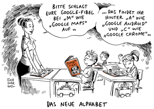 Cartoon: Google Alphabet (medium) by Schwarwel tagged google,neustrukturierung,alphabet,karikatur,schwarwel,abc,fibel,maps,android,chrome,google,neustrukturierung,alphabet,karikatur,schwarwel,abc,fibel,maps,android,chrome