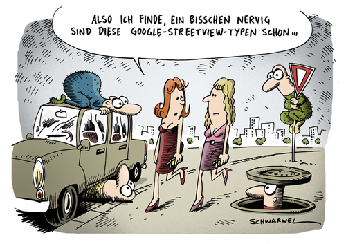 Cartoon: Google Streetview (medium) by Schwarwel tagged google,streetview,folge,datenschutz,sicherheit,daten,privatshäre,virus,software,internet,nutzer,user,karikatur,schwarwel