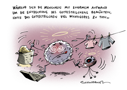 Cartoon: Gottesteilchen (medium) by Schwarwel tagged nachweis,physik,physiker,boson,gottesteilchen,wissenschaft,higgs,peter,forschung,physiker,physik,nachweis,forschung,peter higgs,boson,gottesteilchen,wissenschaft,peter,higgs