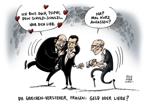 Cartoon: Griechenland EU Schulz Russland (medium) by Schwarwel tagged griechenland,eu,parlamentspräsident,martin,schulz,russland,putin,geld,politik,weltmacht,streit,linke,wirtschaft,karikatur,schwarwel,griechenland,eu,parlamentspräsident,martin,schulz,russland,putin,geld,politik,weltmacht,streit,linke,wirtschaft,karikatur,schwarwel