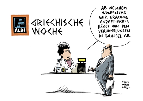 Cartoon: Griechische Woche bei ALDI (medium) by Schwarwel tagged griechische,woche,bei,aldi,billig,discounter,griechenland,karikatur,schwarwel,lebensmittel,nahrung,ernährung,drachme,brüssel,griechische,woche,bei,aldi,billig,discounter,griechenland,karikatur,schwarwel,lebensmittel,nahrung,ernährung,drachme,brüssel