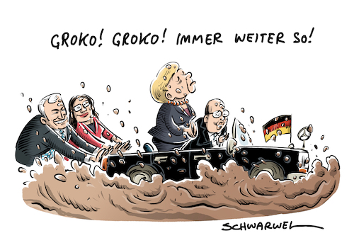 Cartoon: GroKo Ja SPD Merkel (medium) by Schwarwel tagged groko,nogroko,bundestagswahl,2017,wahl,spd,mitgliedervotum,partei,parteien,deutschland,bundestag,regierungsbildung,regierung,parlament,rechts,rechtsaußen,rechtsextrem,rechtsextremismus,nazi,nazis,nonazis,afd,einzug,in,cartoons,gegen,gauland,weiland,petry,rassistisch,rassismus,rassisten,rechtspopulismus,rechtspopulisten,rechtspopulistisch,große,koalition,höcke,sozialdemokratie,fraktionschefin,parteichefin,nahles,martin,schulz,sigmar,gabriel,koalitionsverhandlungen,volkspartei,sondierung,neuwahl,minderheitenregierung,jusos,merkel,seehofer,delegierten,mitgliederentscheid,bundeskanzlerin,gemeinsamwasbewegenkevin,kühnert,olaf,scholz,koalitionsvertrag,cartoon,karikatur,schwarwel,groko,nogroko,bundestagswahl,2017,wahl,spd,mitgliedervotum,partei,parteien,deutschland,bundestag,regierungsbildung,regierung,parlament,rechts,rechtsaußen,rechtsextrem,rechtsextremismus,nazi,nazis,nonazis,afd,einzug,in,cartoons,gegen,gauland,weiland,petry,rassistisch,rassismus,rassisten,rechtspopulismus,rechtspopulisten,rechtspopulistisch,große,koalition,höcke,sozialdemokratie,fraktionschefin,parteichefin,nahles,martin,schulz,sigmar,gabriel,koalitionsverhandlungen,volkspartei,sondierung,neuwahl,minderheitenregierung,jusos,merkel,seehofer,delegierten,mitgliederentscheid,bundeskanzlerin,gemeinsamwasbewegenkevin,kühnert,olaf,scholz,koalitionsvertrag,cartoon,karikatur,schwarwel