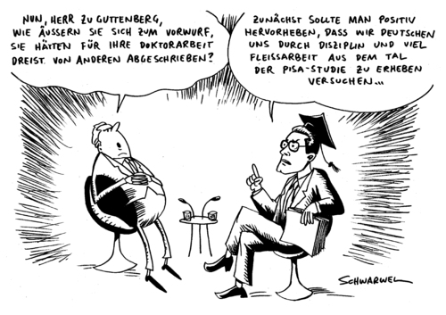 Cartoon: Guttenbergs Doktorarbeit (medium) by Schwarwel tagged guttenberg,doktor,doktorarbeit,uni,abschluss,universität,betrug,gesetz,verstoß,minister,deutschland,politiker,schummeln,plagiat,vorwurf,urheber,dozent,jurist,deutsch,disziplin,fleiß,arbeit,pisa,karikatur,schwarwel,guttenberg,doktor,doktorarbeit,uni,abschluss,universität,betrug,gesetz,verstoß,minister,deutschland,plagiat,vorwurf,urheber,jurist,deutsch,disziplin