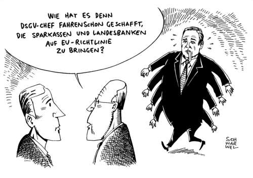 Cartoon: Haftungsverbund DSGV Fahrenschon (medium) by Schwarwel tagged haftungsverbund,dsgv,chef,präsident,fahrenschon,sparkasse,bank,banken,landesbanken,eu,europäische,union,einlagen,einlagensicherungsrichtlinie,karikatur,schwarwel,haftungsverbund,dsgv,chef,präsident,fahrenschon,sparkasse,bank,banken,landesbanken,eu,europäische,union,einlagen,einlagensicherungsrichtlinie,karikatur,schwarwel