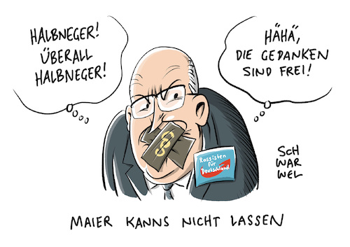 Cartoon: Halbneger AfD Noah Becker (medium) by Schwarwel tagged afd,alternative,für,deutschland,rechts,rechtsextremismus,nazi,nazis,nationalsozialistisch,partei,parteien,politik,alce,weidel,von,storch,frauke,petry,weiland,rassismus,ausländerfeindlichkeit,rassenhass,rassistisch,halbneger,neger,gericht,recht,gesetz,hitler,sieg,heil,noah,becker,maier,populistisch,populisten,afrikaner,schwarzer,apartheid,unterdrückung,hass,hetze,wutbürger,ausländer,flüchtlinge,geflüchtete,flüchtlingskrise,flüchtlingspolitik,twitter,hashtag,soziale,netzwerke,social,media,www,online,world,wide,web,tweet,tweets,post,postings,account,tennis,tennislegende,boris,bundestagsabgeordneter,bundestag,braunes,sachsen,braun,karikatur,schwarwel,afd,alternative,für,deutschland,rechts,rechtsextremismus,nazi,nazis,nationalsozialistisch,partei,parteien,politik,alce,weidel,von,storch,frauke,petry,weiland,rassismus,ausländerfeindlichkeit,rassenhass,rassistisch,halbneger,neger,gericht,recht,gesetz,hitler,sieg,heil,noah,becker,maier,populistisch,populisten,afrikaner,schwarzer,apartheid,unterdrückung,hass,hetze,wutbürger,ausländer,flüchtlinge,geflüchtete,flüchtlingskrise,flüchtlingspolitik,twitter,hashtag,soziale,netzwerke,social,media,www,online,world,wide,web,tweet,tweets,post,postings,account,tennis,tennislegende,boris,bundestagsabgeordneter,bundestag,braunes,sachsen,braun,karikatur,schwarwel