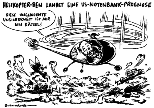 Cartoon: Helikopter Ben (medium) by Schwarwel tagged ben,bernanke,helikopter,us,notenbank,prognose,unsicherheit,rätsel,dollar,karikatur,schwarwel