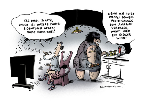 Cartoon: Homo Ehe (medium) by Schwarwel tagged koalition,streit,krach,gespräche,homo,ehe,karikatur,schwarwel,scheitern,vertagt,koalition,streit,krach,gespräche,homo,ehe,karikatur,schwarwel,scheitern,vertagt