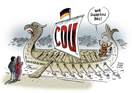 Cartoon: Integrationspläne der CDU (medium) by Schwarwel tagged integrationspläne,der,cdu,mindestlohn,schulpflicht,wohnsitz,bleiberecht,asyl,asylsuchende,geflüchtete,flüchtlinge,flüchtlingspolitik,karikatur,schwarwel,merkel,wir,schaffen,das,integration,arbeit,arbeitsmarkt,aufenthaltsrecht,asylberechtigte,anerkannte,subsidiär,schutzberechtigte,daueraufenthaltsrecht,niederlassungserlaubnis,deutsche,sprache,asylpaket,asylverfahren,sehr,gute,bleibeperspektive,integrationspläne,der,cdu,mindestlohn,schulpflicht,wohnsitz,bleiberecht,asyl,asylsuchende,geflüchtete,flüchtlinge,flüchtlingspolitik,karikatur,schwarwel,merkel,wir,schaffen,das,integration,arbeit,arbeitsmarkt,aufenthaltsrecht,asylberechtigte,anerkannte,subsidiär,schutzberechtigte,daueraufenthaltsrecht,niederlassungserlaubnis,deutsche,sprache,asylpaket,asylverfahren,sehr,gute,bleibeperspektive