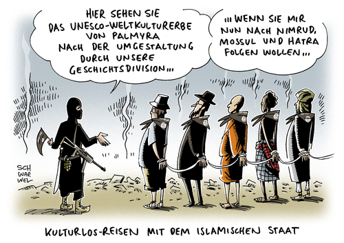 Cartoon: IS zerstört Kulturerbe Palmyra (medium) by Schwarwel tagged islamischer,staat,islam,is,zerstört,kulturerbe,palmyra,zerstörung,kultur,mord,terror,gewalt,karikatir,schwarwel,folter,vergewaltigung,ausrottung,kurden,terrormiliz,säulen,baal,tempel,weltkulturerbe,syrien,naher,osten,ruinenstadt,extremisten,extremistengruppe,islamischer,staat,islam,is,zerstört,kulturerbe,palmyra,zerstörung,kultur,mord,terror,gewalt,karikatir,schwarwel,folter,vergewaltigung,ausrottung,kurden,terrormiliz,säulen,baal,tempel,weltkulturerbe,syrien,naher,osten,ruinenstadt,extremisten,extremistengruppe