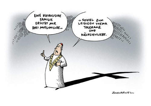 Cartoon: Kardinal Meisner Muslime (medium) by Schwarwel tagged kardinal,meisner,muslime,karikatur,schwarwel,katholisch,kirche,pabst,familie,toleranz,nächstenliebe,liebe,kardinal,meisner,muslime,karikatur,schwarwel,katholisch,kirche,pabst,familie,toleranz,nächstenliebe,liebe