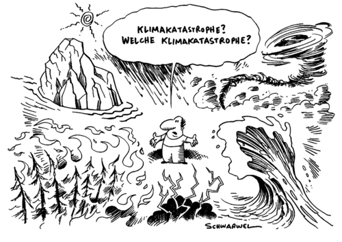 Cartoon: Klimakatasrophe Brände Flut (medium) by Schwarwel tagged klimakatasrophe,klima,katastrophe,brand,brände,russland,abgebrochener,gletscher,flut,überflutung,sachsen,karikatur,schwarwel