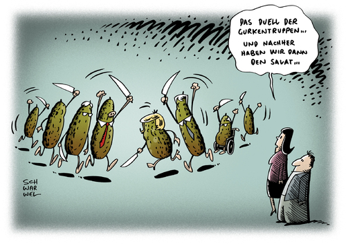 Cartoon: Koalitionsgespräche CDU CSU SPD (medium) by Schwarwel tagged schwarwel,karikatur,verhandlung,salat,gurkentruppe,gabriel,sigmar,merkel,deutschland,politik,partei,koalition,spd,csu,cdu,endspurt,koalitionsgespräche,koalitionsgespräche,endspurt,cdu,csu,spd,koalition,partei,politik,deutschland,merkel,sigmar,gabriel,gurkentruppe,salat,verhandlung,karikatur,schwarwel