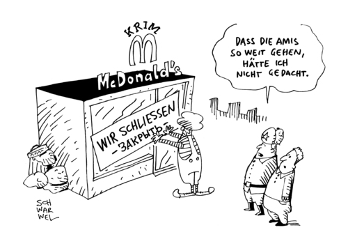 Cartoon: Krim Mc Donalds schließt (medium) by Schwarwel tagged krim,krise,ukraine,mc,donalds,schließung,burger,restaurants,nahrung,lebensmittel,konzern,us,usa,karikatur,schwarwel,krim,krise,ukraine,mc,donalds,schließung,burger,restaurants,nahrung,lebensmittel,konzern,us,usa,karikatur,schwarwel