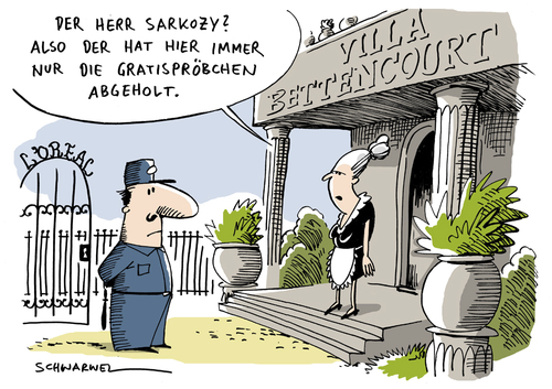 Cartoon: L Oreal und Sarkozy-Spenden (medium) by Schwarwel tagged oreal,sarkozy,spenden,karikatur,schwarwel
