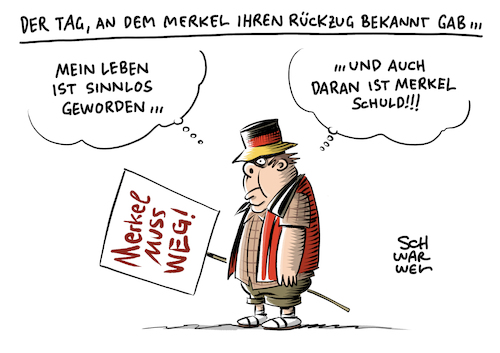 Cartoon: Letzte Amtszeit als Kanzlerin (medium) by Schwarwel tagged angela,merkel,angie,bundeskanzlerin,kanzlerin,amtszeit,cdu,parteivorsitz,partei,parteien,deutschland,politik,politiker,wutbürger,wahl,wahlen,landtagswahl,landtagswahlen,bayern,hessen,union,csurückzug,groko,große,koalition,spd,bundesregierung,regierung,cartoon,karikatur,schwarwel,angela,merkel,angie,bundeskanzlerin,kanzlerin,amtszeit,cdu,parteivorsitz,partei,parteien,deutschland,politik,politiker,wutbürger,wahl,wahlen,landtagswahl,landtagswahlen,bayern,hessen,union,csurückzug,groko,große,koalition,spd,bundesregierung,regierung,cartoon,karikatur,schwarwel