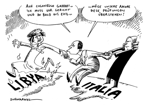 Cartoon: Libyia und Italia (medium) by Schwarwel tagged libyia,italia,italien,berlusconi,gaddafi,gericht,exil,eu,land,staat,politik,wirtschaft,finanzen,geld,waffen,regierung,öl,gas,karikatur,schwarwel,gefahr,liebe,freundschaft,italien,libyen,gaddafi,gericht,wirtschaft,finanzen,waffen,regierung,öl