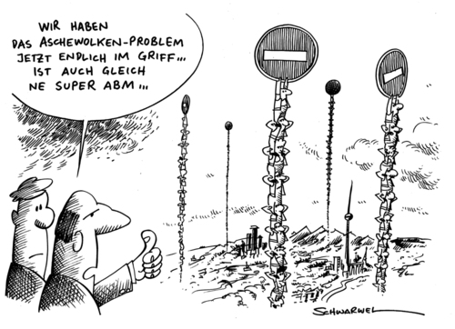 Cartoon: Lösung des Vulkanasche-Problems (medium) by Schwarwel tagged deutsch,bürokratie,vulkan,asche,ausbruch,lösung,problem,karikatur,schwarwel
