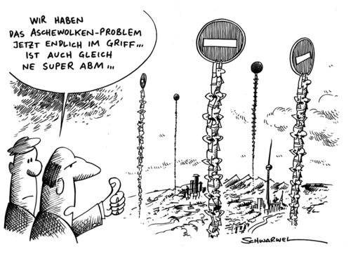 Cartoon: Lösung des Vulkanasche-Problems (medium) by Schwarwel tagged deutsch,bürokratie,vulkan,asche,ausbruch,lösung,problem,karikatur,schwarwel