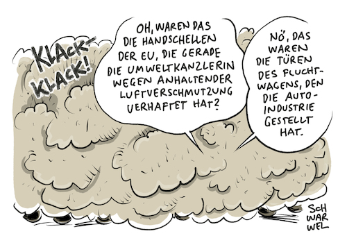 Cartoon: Luftverschmutzung (medium) by Schwarwel tagged luftverschmutzung,umwelt,umweltzerstörung,umweltschutz,umweltschützer,eu,kommission,europäische,union,deutschland,klage,gericht,natur,autoindustrie,autobauer,autohersteller,luftqualität,grenzwert,grenzwerte,stickoxide,feinstaub,abgas,abgase,abgasskandal,dieselskandal,diesel,autokonzern,vw,volkswagen,dieselauto,dieselautos,software,updates,schadstoff,emissionen,manipulation,schadstoffwerte,fahrverbot,fahrverbote,durchfahrtsverbote,stickoxidbelastung,cartoon,karikatur,schwarwel,luftverschmutzung,umwelt,umweltzerstörung,umweltschutz,umweltschützer,eu,kommission,europäische,union,deutschland,klage,gericht,natur,autoindustrie,autobauer,autohersteller,luftqualität,grenzwert,grenzwerte,stickoxide,feinstaub,abgas,abgase,abgasskandal,dieselskandal,diesel,autokonzern,vw,volkswagen,dieselauto,dieselautos,software,updates,schadstoff,emissionen,manipulation,schadstoffwerte,fahrverbot,fahrverbote,durchfahrtsverbote,stickoxidbelastung,cartoon,karikatur,schwarwel