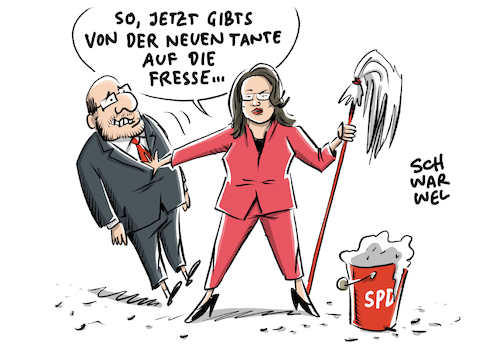 Cartoon: Martin Schulz Nahles (medium) by Schwarwel tagged bundestagswahl,2017,wahl,groko,nogroko,spd,martin,schulz,partei,parteien,andrea,nahles,fraktionschefin,minderheitenregierung,minderheitsregierung,cdu,csu,fdp,lindner,die,linke,grüne,karikatur,schwarwel,bundestagswahl,2017,wahl,groko,nogroko,spd,martin,schulz,partei,parteien,andrea,nahles,fraktionschefin,minderheitenregierung,minderheitsregierung,cdu,csu,fdp,lindner,die,linke,grüne,karikatur,schwarwel