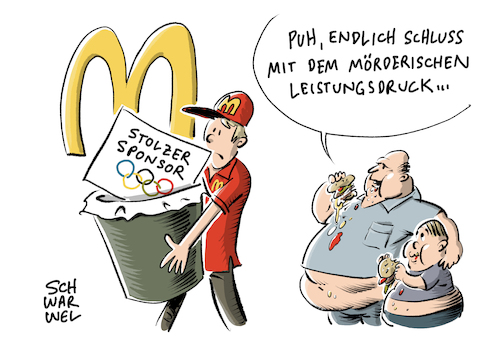 Cartoon: McDonalds Olympische Spiele (medium) by Schwarwel tagged mc,donalds,fastfood,fastfoodkette,essen,nahrung,ernährung,lebensmittel,burger,vertragsabbruch,vertragsbruch,vertrag,top,sponsor,olympische,spiele,sport,karikatur,schwarwel,mc,donalds,fastfood,fastfoodkette,essen,nahrung,ernährung,lebensmittel,burger,vertragsabbruch,vertragsbruch,vertrag,top,sponsor,olympische,spiele,sport,karikatur,schwarwel