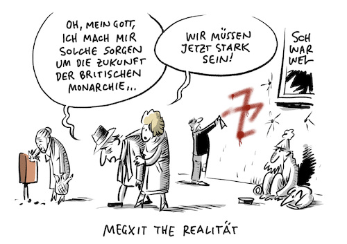 Cartoon: Megxit Harry Meghan Royals (medium) by Schwarwel tagged megxit,harry,megan,royals,england,großbritannien,great,britain,königshaus,queen,monarchie,königsfamilie,cartoon,karikatur,schwarwel,arm,armut,reich,reichtum,nazis,rechtsextremismus,rassismus,rassisten,ausländerfeindlichkeit,hakenkreuz,rechtsruck,rechtspopulisten,grundrente,rente,containern,arbeit,soziales,existenzminimum,megxit,harry,megan,royals,england,großbritannien,great,britain,königshaus,queen,monarchie,königsfamilie,cartoon,karikatur,schwarwel,arm,armut,reich,reichtum,nazis,rechtsextremismus,rassismus,rassisten,ausländerfeindlichkeit,hakenkreuz,rechtsruck,rechtspopulisten,grundrente,rente,containern,arbeit,soziales,existenzminimum