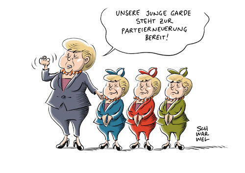 Cartoon: Merkel Kurswechsel der CDU (medium) by Schwarwel tagged groko,nogroko,wahl,2017,budnestagswahl,cdu,csu,union,angela,merkel,bundeskanzlerin,kanzlerin,angie,staatschefin,regierung,regierungsbildung,partei,politik,politiker,politikerin,deutschland,amt,ämterverteilung,minister,ministerposten,koalition,koalitionsvertrag,ministeramt,parteispitze,parteiführung,karikatur,schwarwel,fasching,rosenmontag,karneval,büttenrede,kurswechsel,personal,personelle,erneuerung,groko,nogroko,wahl,2017,budnestagswahl,cdu,csu,union,angela,merkel,bundeskanzlerin,kanzlerin,angie,staatschefin,regierung,regierungsbildung,partei,politik,politiker,politikerin,deutschland,amt,ämterverteilung,minister,ministerposten,koalition,koalitionsvertrag,ministeramt,parteispitze,parteiführung,karikatur,schwarwel,fasching,rosenmontag,karneval,büttenrede,kurswechsel,personal,personelle,erneuerung