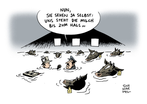 Cartoon: Milchbauern Protest Preisverfall (medium) by Schwarwel tagged milchbauern,protest,preisverfall,anstieg,preise,milch,bauern,landwirtschaft,lebensmittel,ernährung,unternehmen,kuh,kühe,karikatur,schwarwel,milchbauern,protest,preisverfall,anstieg,preise,milch,bauern,landwirtschaft,lebensmittel,ernährung,unternehmen,kuh,kühe,karikatur,schwarwel