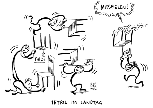 Cartoon: Nach Landtagswahlen Koalition (medium) by Schwarwel tagged landtagswahlen,suche,koalitionspartner,koalition,wahl,sachsen,anhalt,afd,cdu,spd,die,linke,grüne,alternative,für,deutschland,politik,tetris,partner,bündnis,regierung,landtag,karikatur,schwarwel,landtagswahlen,suche,koalitionspartner,koalition,wahl,sachsen,anhalt,afd,cdu,spd,die,linke,grüne,alternative,für,deutschland,politik,tetris,partner,bündnis,regierung,landtag,karikatur,schwarwel