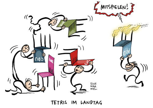 Cartoon: Nach Landtagswahlen Koalition (medium) by Schwarwel tagged landtagswahlen,suche,koalitionspartner,koalition,wahl,sachsen,anhalt,afd,cdu,spd,die,linke,grüne,alternative,für,deutschland,politik,tetris,partner,bündnis,regierung,landtag,karikatur,schwarwel,landtagswahlen,suche,koalitionspartner,koalition,wahl,sachsen,anhalt,afd,cdu,spd,die,linke,grüne,alternative,für,deutschland,politik,tetris,partner,bündnis,regierung,landtag,karikatur,schwarwel